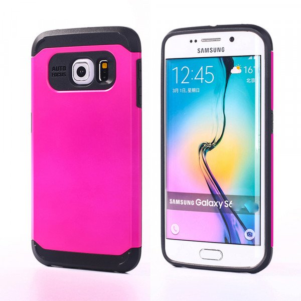 Wholesale Samsung Galaxy S6 Slim Fit Armor Hybrid Case (Hot Pink)